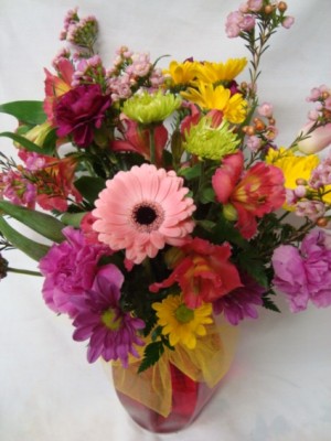 "SWEET SURPRISE"  Bright mixed arrangement in a vase!!