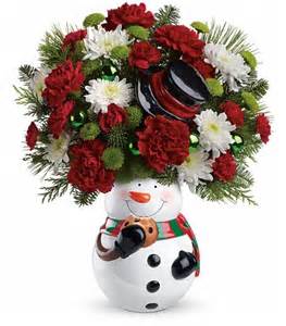 Snowman Cookie Jar Christmas Arrangement