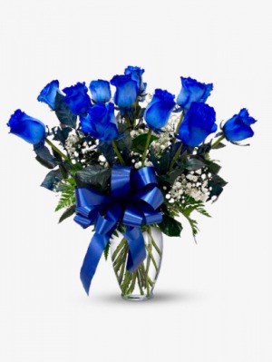 1 DOZEN BLUE ROSES VASE ARRANGEMENT