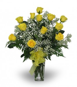1 Dozen Classic Yellow Rose Vase