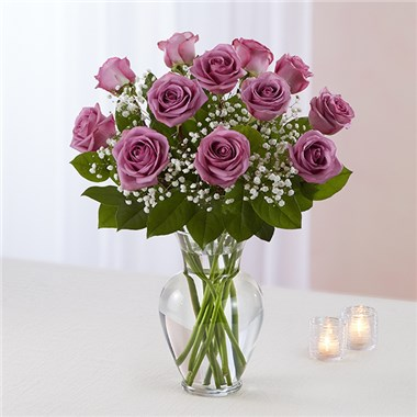1 Dozen Lavender Roses Vase Arrangement