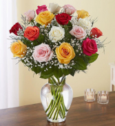 1 ½ Dozen Multicolor Roses Vase Arrangement