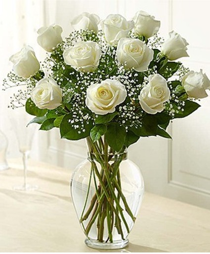 1 Dozen of white roses Valentine's Day Arrangements