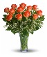 1 DOZEN ORANGE ROSES 