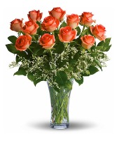 12 AUTUMN HARVEST ROSES VASE ARRANGEMENT