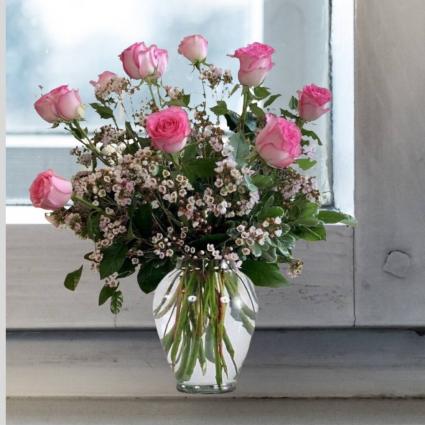 1 Dozen Pink Roses