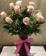 1 Dozen Pink Roses In Red Vase 