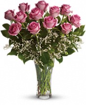 1 Dozen Pink Roses Vased Arrangement