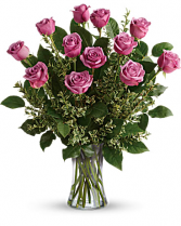 1 Dozen Purple Roses Vased Roses