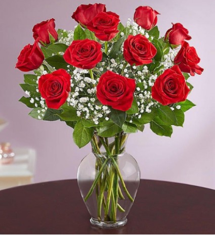 1 DOZEN RED ROSES VASE ARRANGEMENT