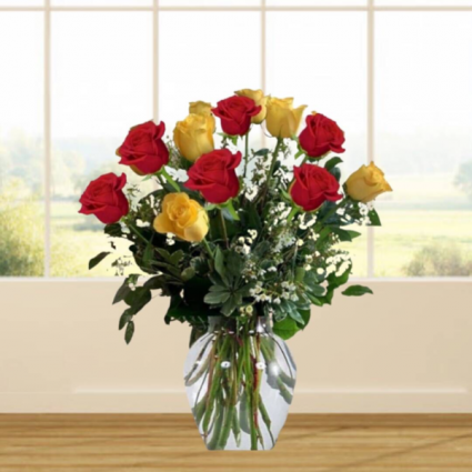 1 Dozen Red & Yellow Roses