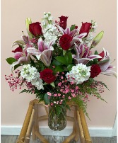 1 Dozen rose Premium with Lilies and Stock  Valentines Day 