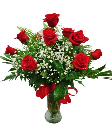 1 Dozen Roses + Baby's Breath SPECIAL SALE $99.99 to $84.99 in Laurel, MD | Lea's Flower Shop