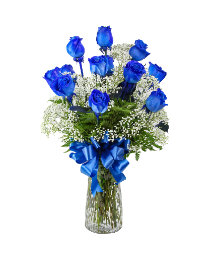 1 Dozen Roses Blue Flower Arrangement