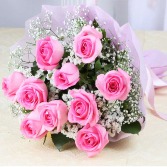1 dozen sweet pink roses wrapped bouquet 