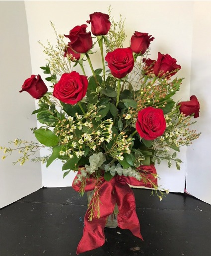 1 Dozen Vased Roses Custom