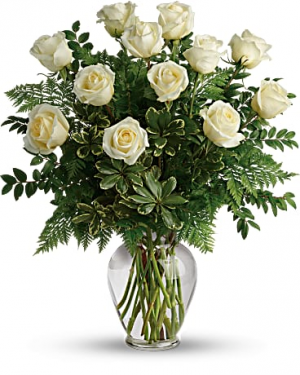 1 Dozen White Roses Vase Arrangement