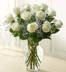 1 Dozen Long Stem Premium White Roses 
