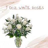 1 Dozen White Roses 