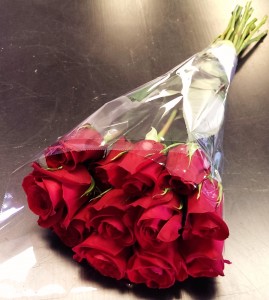 1 Dozen Wrapped Medium Red Roses Wrapped Bouquet