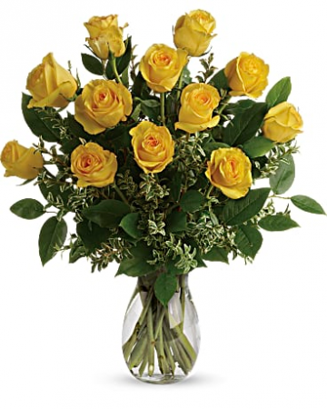1 Dozen Yellow Roses Vased Yellow Roses