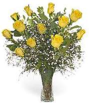 1 Dozen Yellow Roses Vased Arrangement