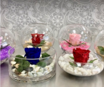 1 Eternal Rose in Vase with decoration  Red - Blue- Pink - Rainbow to choose from 