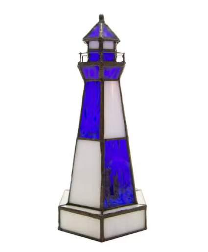 10.4'' Blue and White Stained Glass Tiffany Lamp Tiffany Lamps