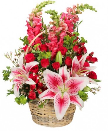 100% Lovable Basket of Flowers in Canon City, CO | TOUCH OF LOVE FLORIST AND WEDDINGS