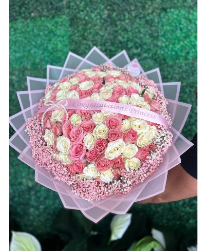 100 Pink and white roses Ramo  