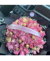 100 Pink Roses Ramo 