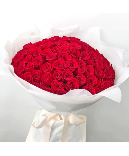 100 Premium Red Roses Wrapped 