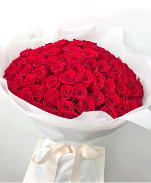 100 Premium Red Roses Wrapped 