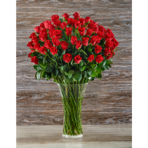 100 Premium Roses Vase Arrangement