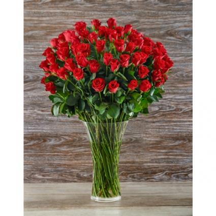 100 Stems Red Roses Bouquet –