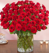 100 RED LONG STEM ROSES 