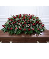 100 red rose casket spray Funeral arrangement