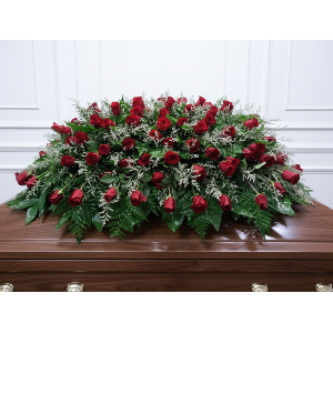 100 red rose casket spray Funeral arrangement