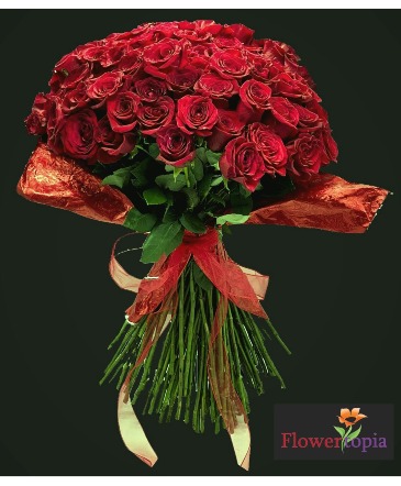 Magical Red Roses Bouquet  Hand Tied Long Stem Roses in Miami, FL | FLOWERTOPIA