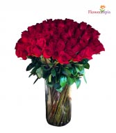 100 Red Roses in a Vase  Long Steam Rose Arrangement Bouquet Reg. Price 180.00