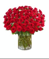 100 Spectacular Roses Vase Arrangement