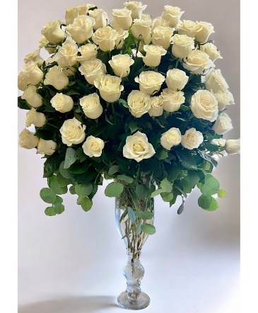100 White Long Stem Roses Floral Arrangement  in Riverside, CA | Willow Branch Florist of Riverside