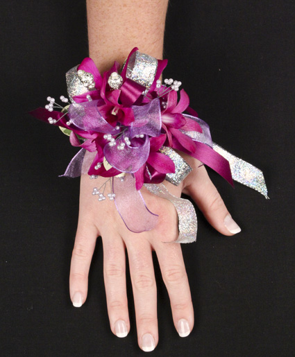 Purple And Silver Corsage