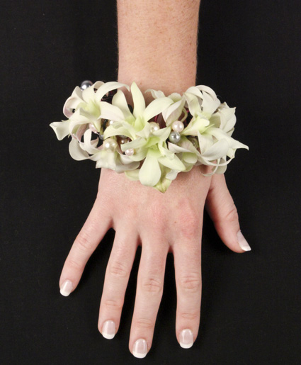 WHITE WRISTLET Prom Corsage in Blossvale, NY - ROBINSON FLORIST & GIFTS