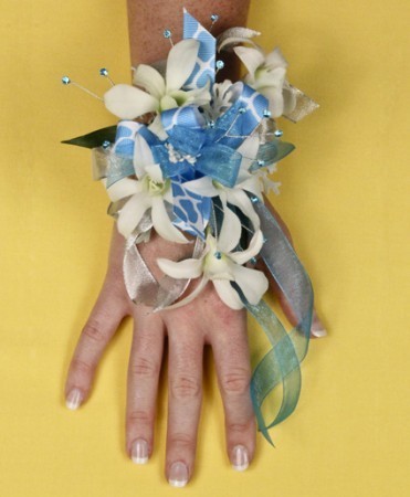 blue prom corsage