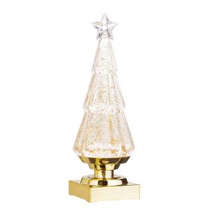 11.75" LIGHTED TREE WITH GOLD SWIRLING GLITTER 