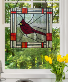 11"H Cardinal Red Stained Glass Window Panel Stained Glass