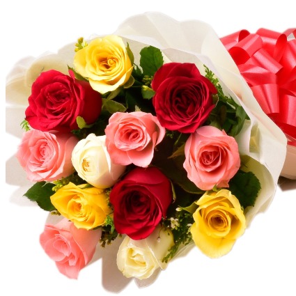 12 Assorted Roses Rose Bouquet