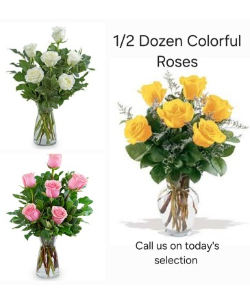 1/2 Dozen Colored Roses Rose Bouquet in Whitesboro, NY | KOWALSKI FLOWERS INC.