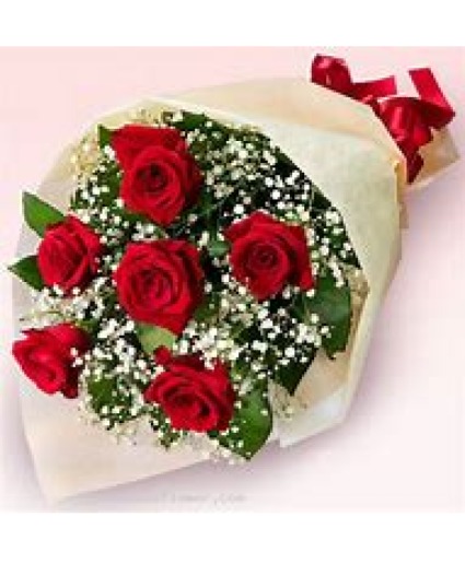 1/2 Dozen Long Stem Red Rose Bouquet 